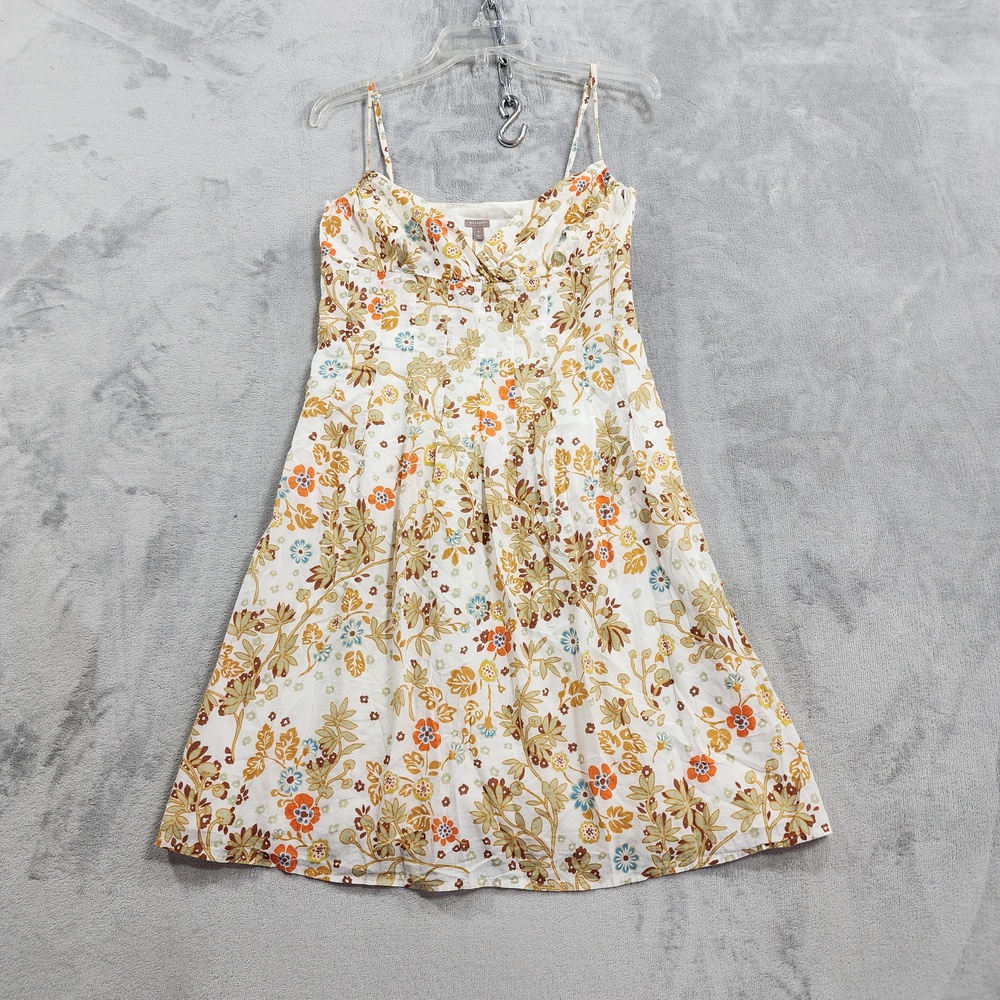 Halogen Dress Womens 6 White Floral Sundress V-Neck A-Line Adjustable Straps Y2K